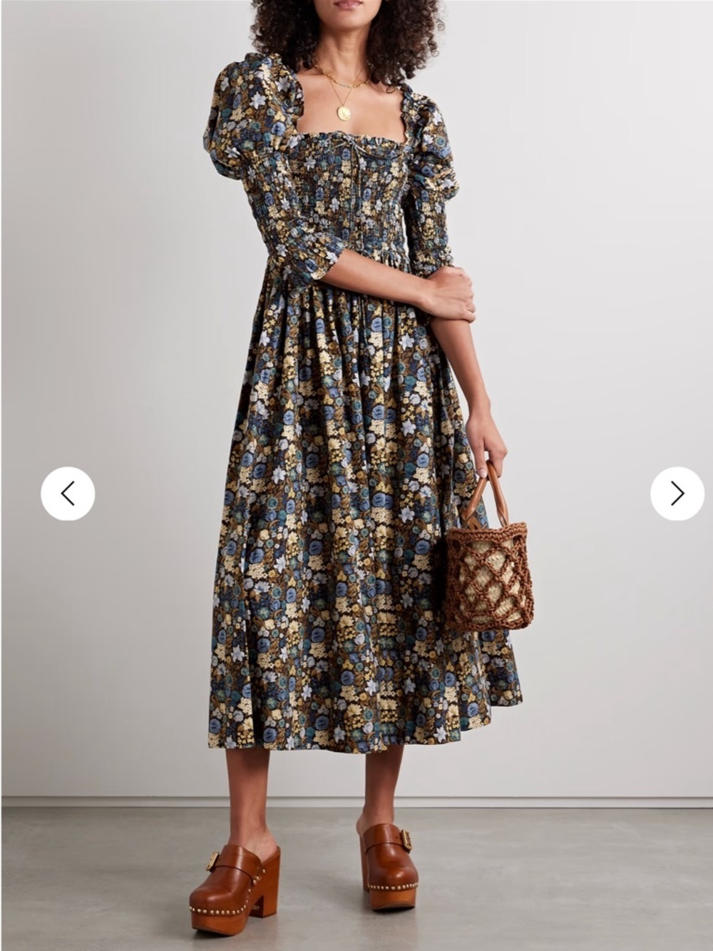 Doen Bijou dress in Bleu Arbor floralmidi dress size L soldout